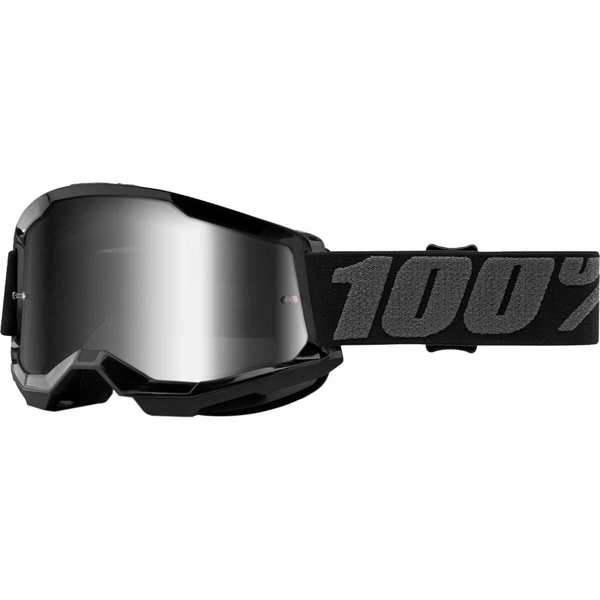 100% Strata 2 Mirrored Lens Goggles Black/Mirror Silver Lens, One Size