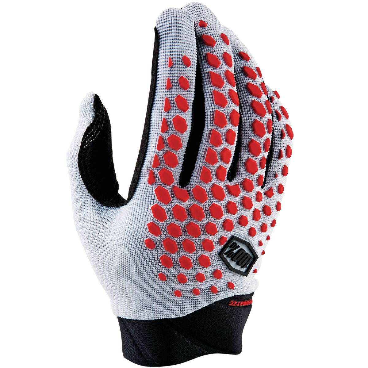 100% 100% Geomatic Full Finger Glove - Men's Grey/Racer Red, M