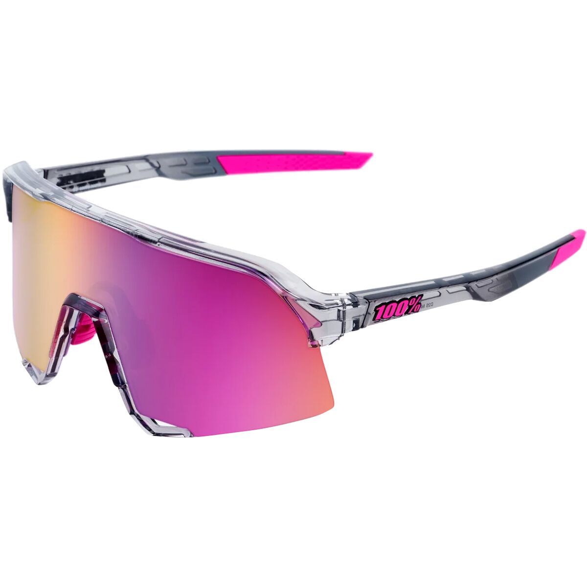 100% S3 Sunglasses Polished Translucent Grey, One Size - Men's