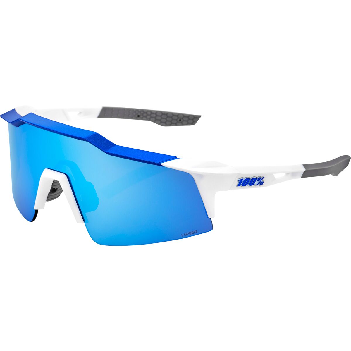 100% Speedcraft SL Sunglasses Matte White/Metallic Blue, One Size - Men's