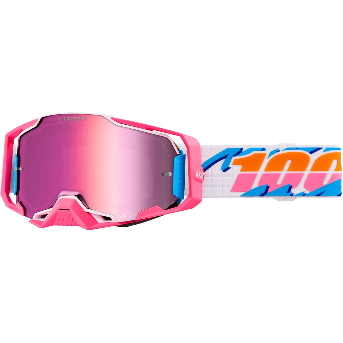 100% 100% Armega Hiper Goggles Lefreak/HiPER Pink Mirror Lens, One Size