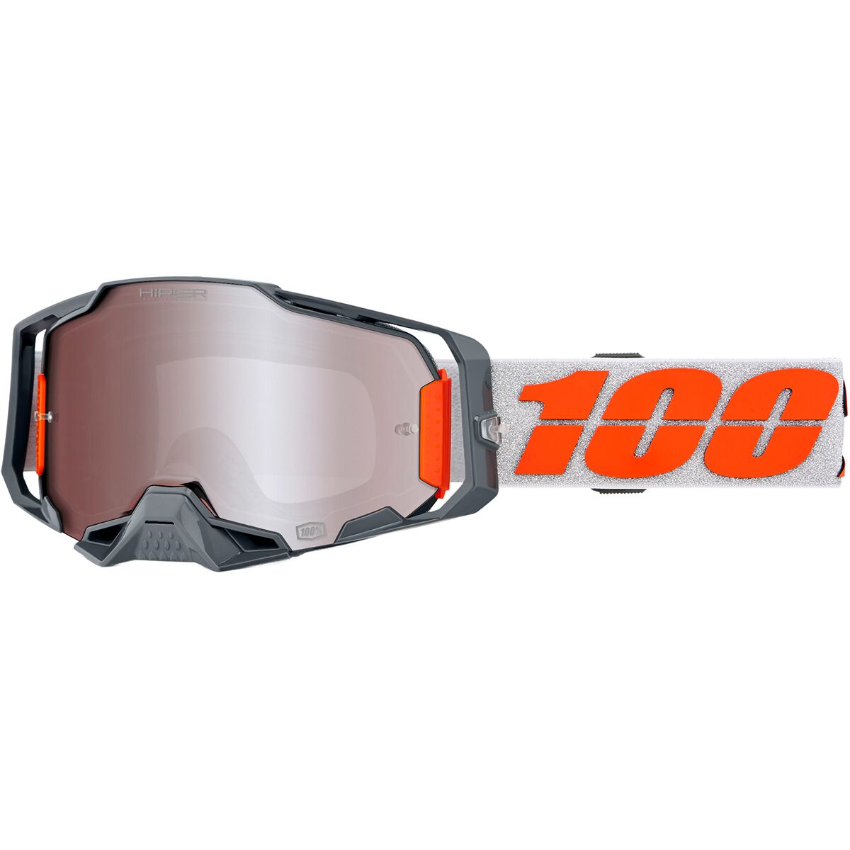 100% Armega Hiper Goggles Silver/Mirror Silver Flash Lens, One Size