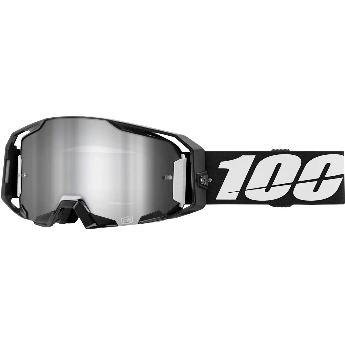 100% Armatic Goggle Black/Mirror Silver Flash Lens, One Size