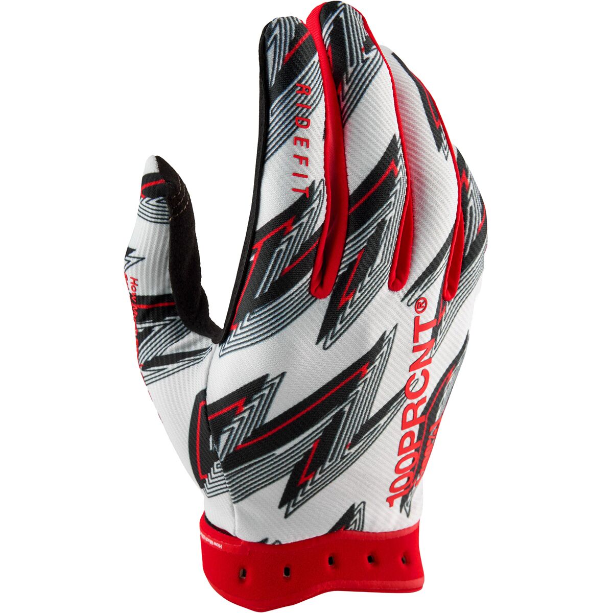 100% 100% Ridefit Glove - Men's White/Red, L