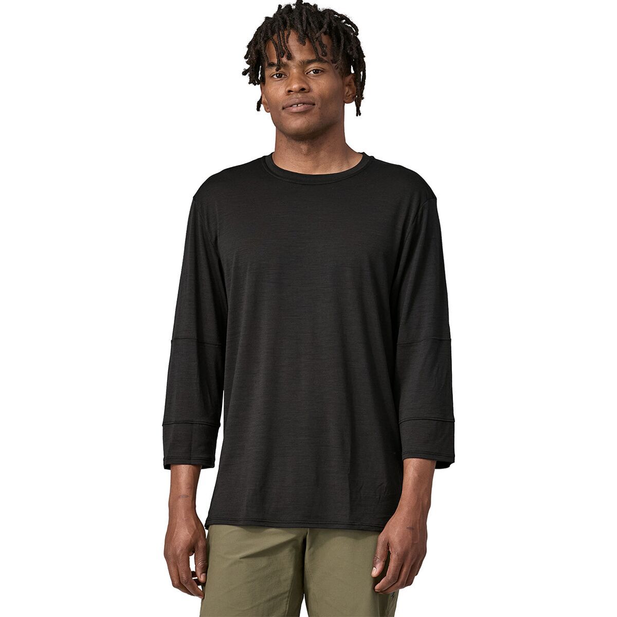 Patagonia Merino 3/4 Sleeve Bike Jersey - Men's Black, M