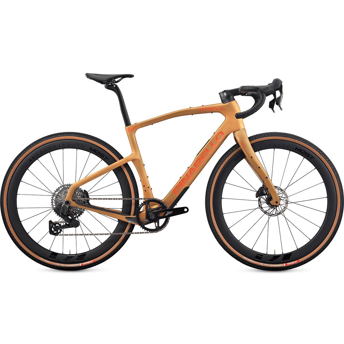 Pinarello Grevil F5 Rival XPLR AXS Gravel 45 Carbon Wheel Gravel Bike Namib Brown Matt, 50