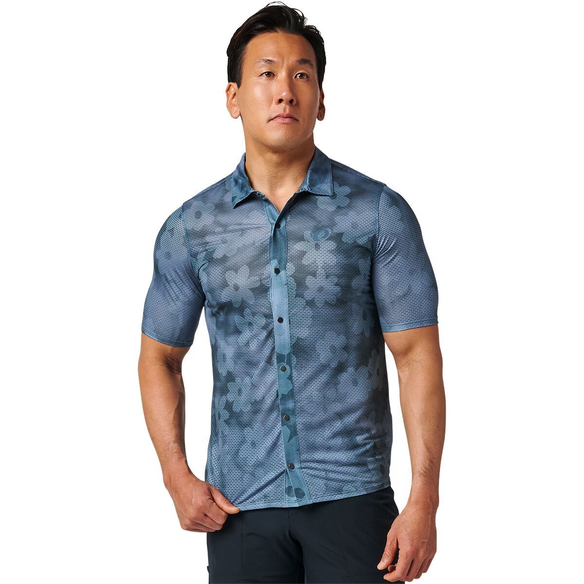 PEARL iZUMi Canyon Tech Snap Short Sleeve - Men's Citadel Floratiedye, M