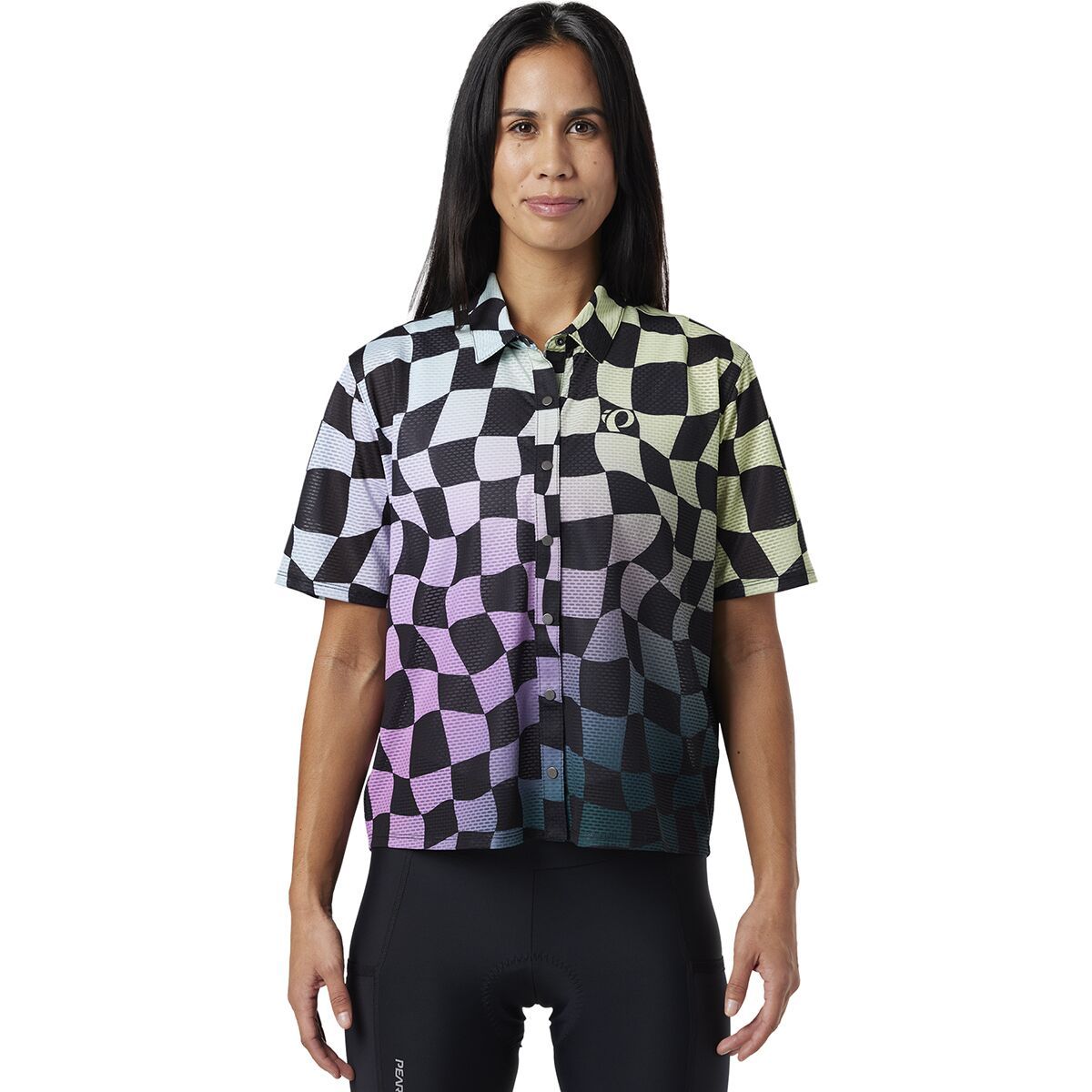 PEARL iZUMi Canyon Tech Snap Jersey - Women's Smoky Grape Checkerboard, L