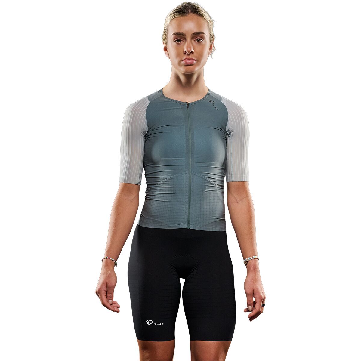 PEARL iZUMi PI/Black Short-Sleeve Jersey - Women's Balsam Green/Silver Blue, M