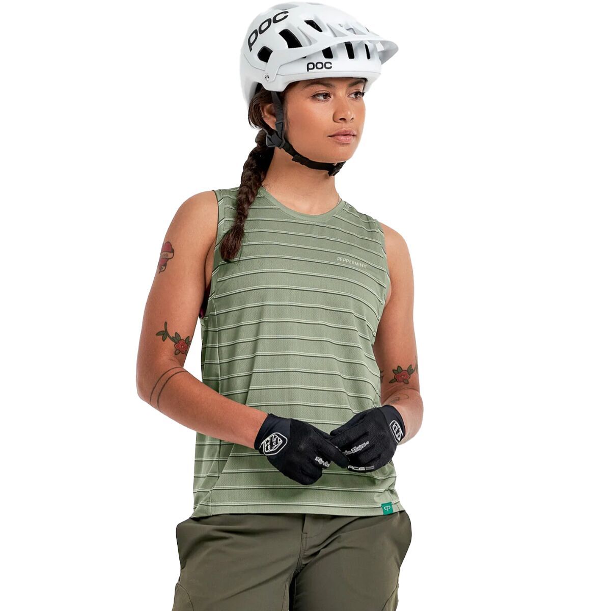 Peppermint Cycling Peppermint Cycling Trail Tank - Women's Stripe Rosemary, XS