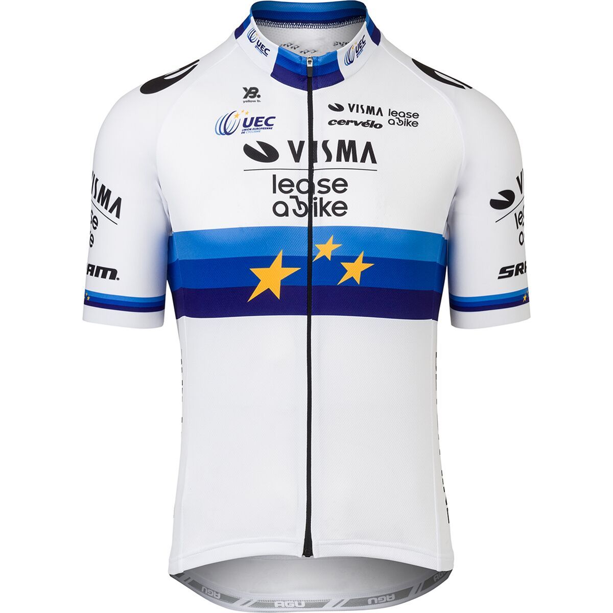 Racing-Gear Team Visma-Lease a Bike European Champion Jersey - Men's White/Blue, L