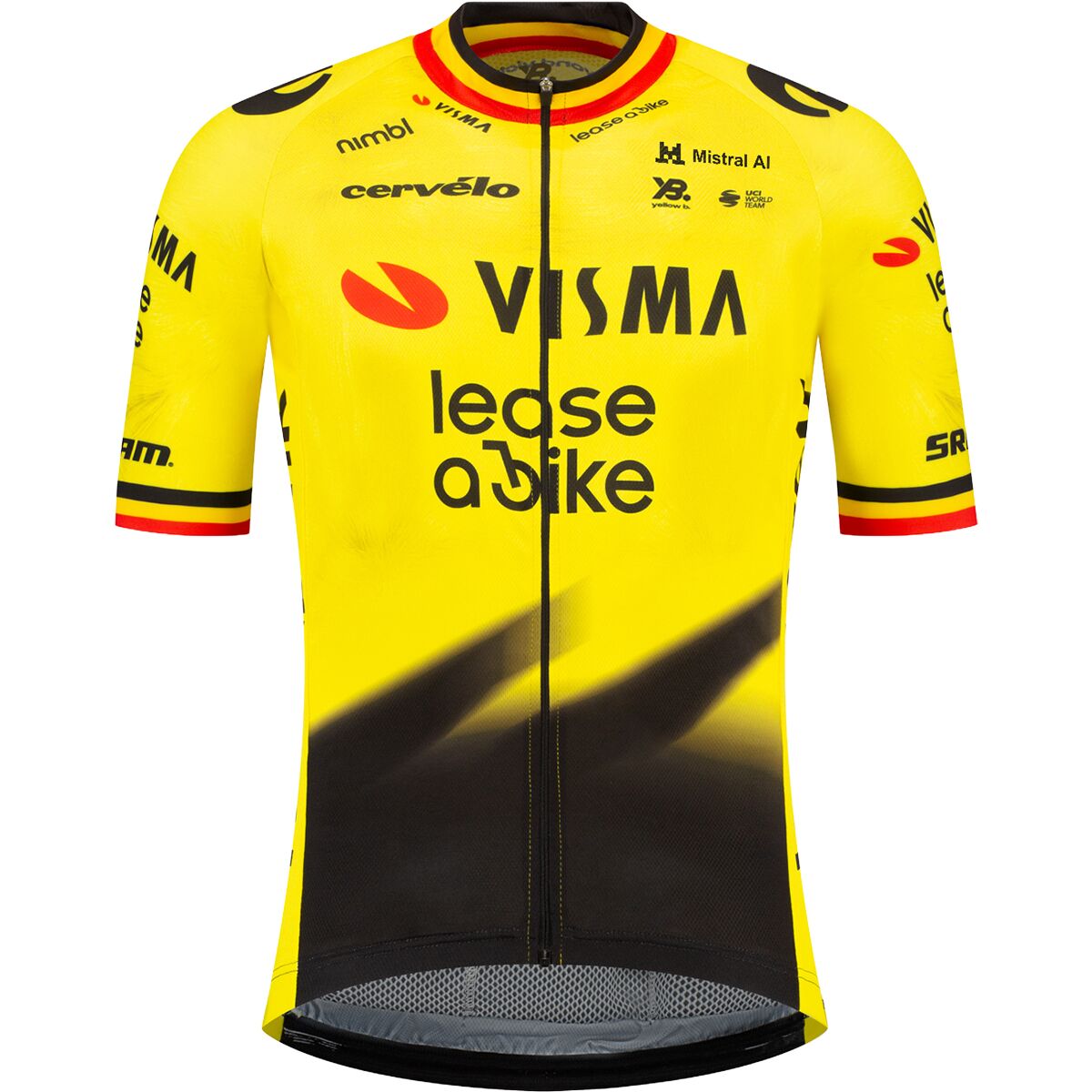 Racing-Gear Team Visma Lease a Bike Belgian Champion Jersey - Men's Yellow/Black/Belgian Flag Trim, L