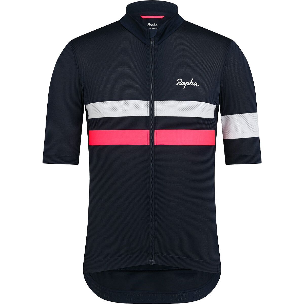 Rapha Rapha Brevet Lightweight Short-Sleeve Jersey - Men's Dark Navy/Silver/High-Vis Pink, S