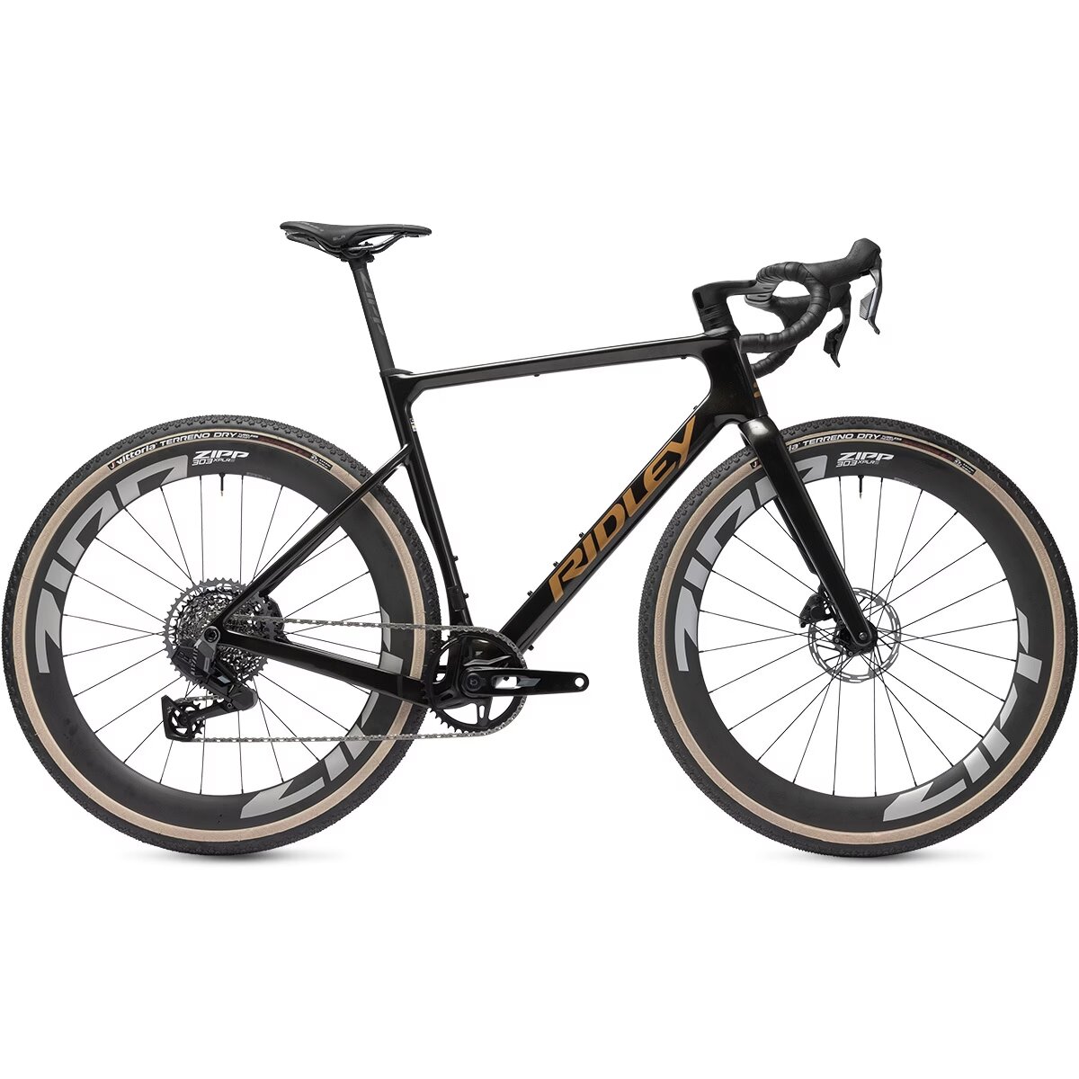 Ridley Ridley ASTR Rival AXS XPLR 1x Carbon Wheel Exclusive Gravel Bike Black Metallic/Bronze Gold, XL - $5500.00 at Competitive Cyclist