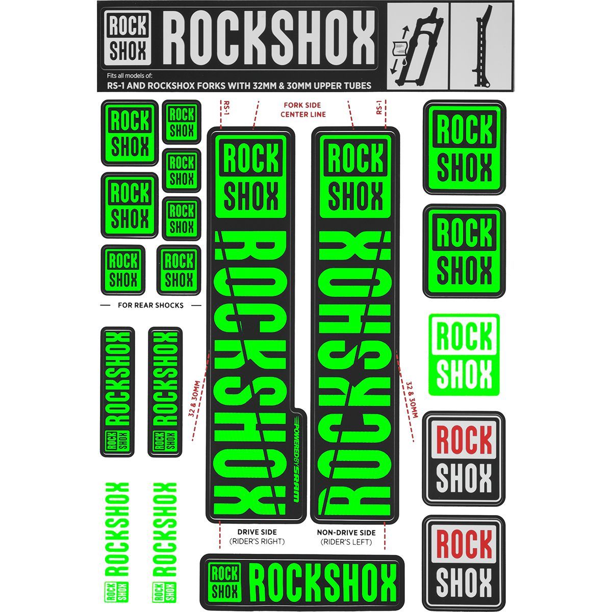 Rockshox RockShox Decal Kit - 30/32mm Magenta, 30/32mm, SID, Reba, Revelation