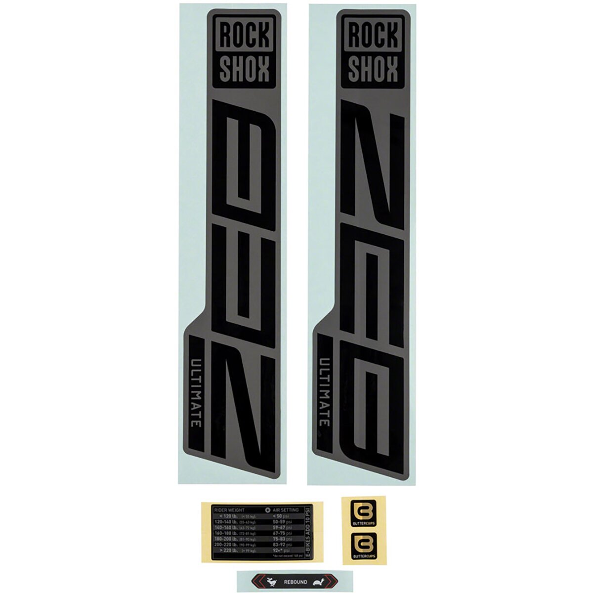RockShox ZEB Ultimate Decal Kit Matte Silver, For Flight Attendant, One Size
