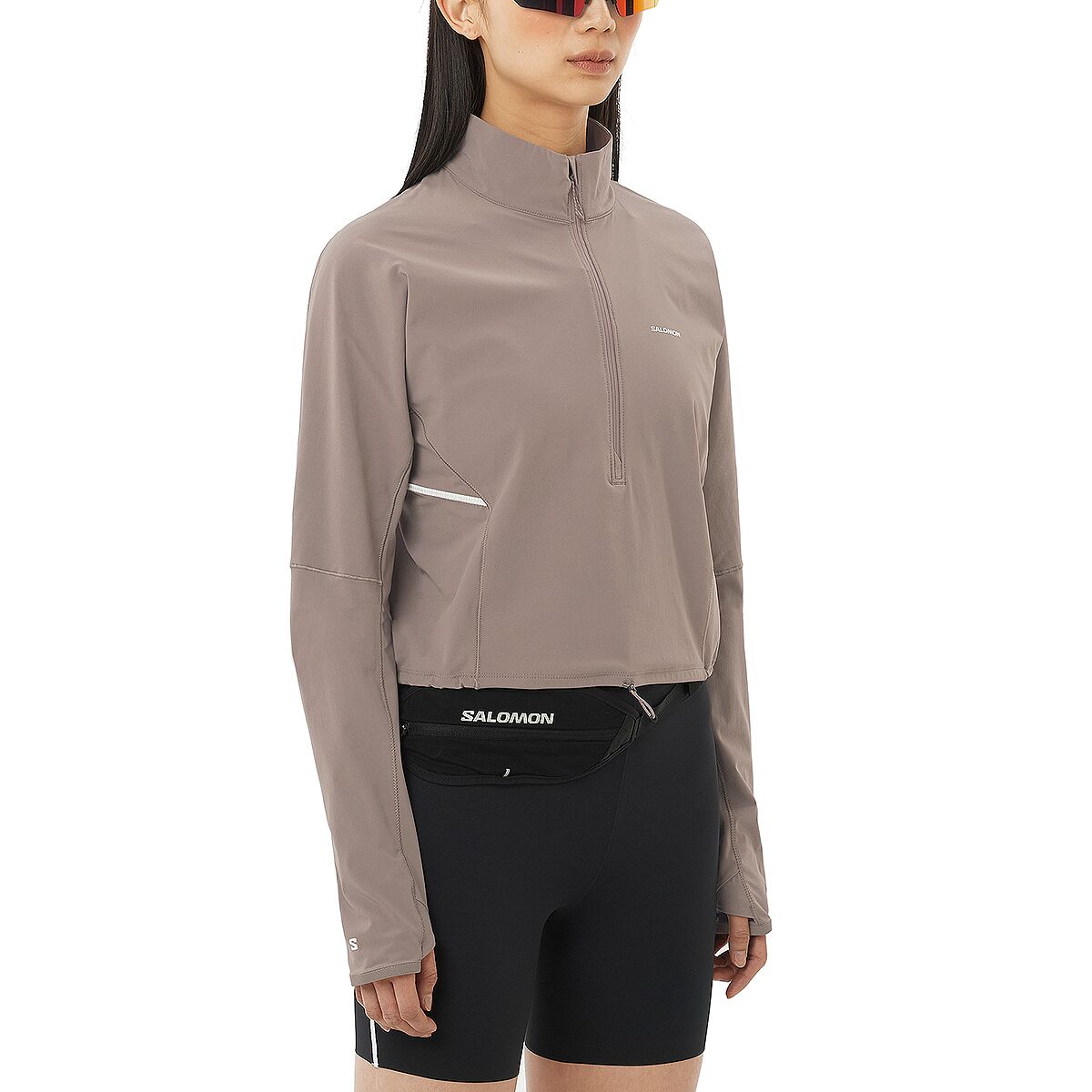 Salomon Sense Aero Hybrid Crop Pullover - Women's Iron, L