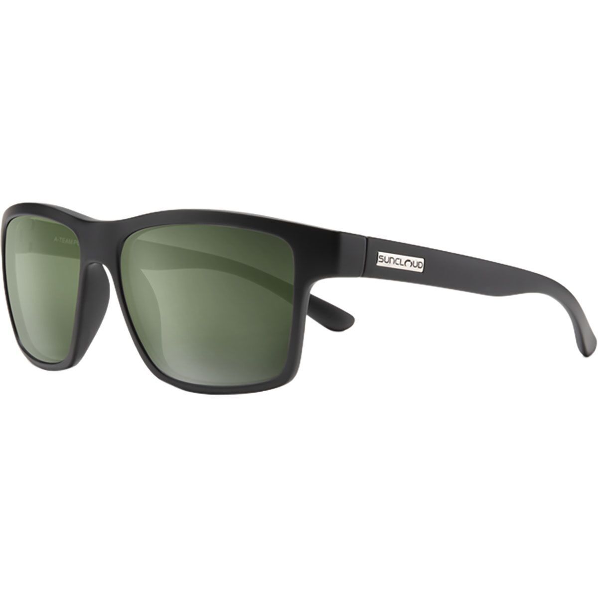 Suncloud Polarized Optics A-Team Polarized Sunglasses Matte Black/Polar Gray Green, One Size - Men's