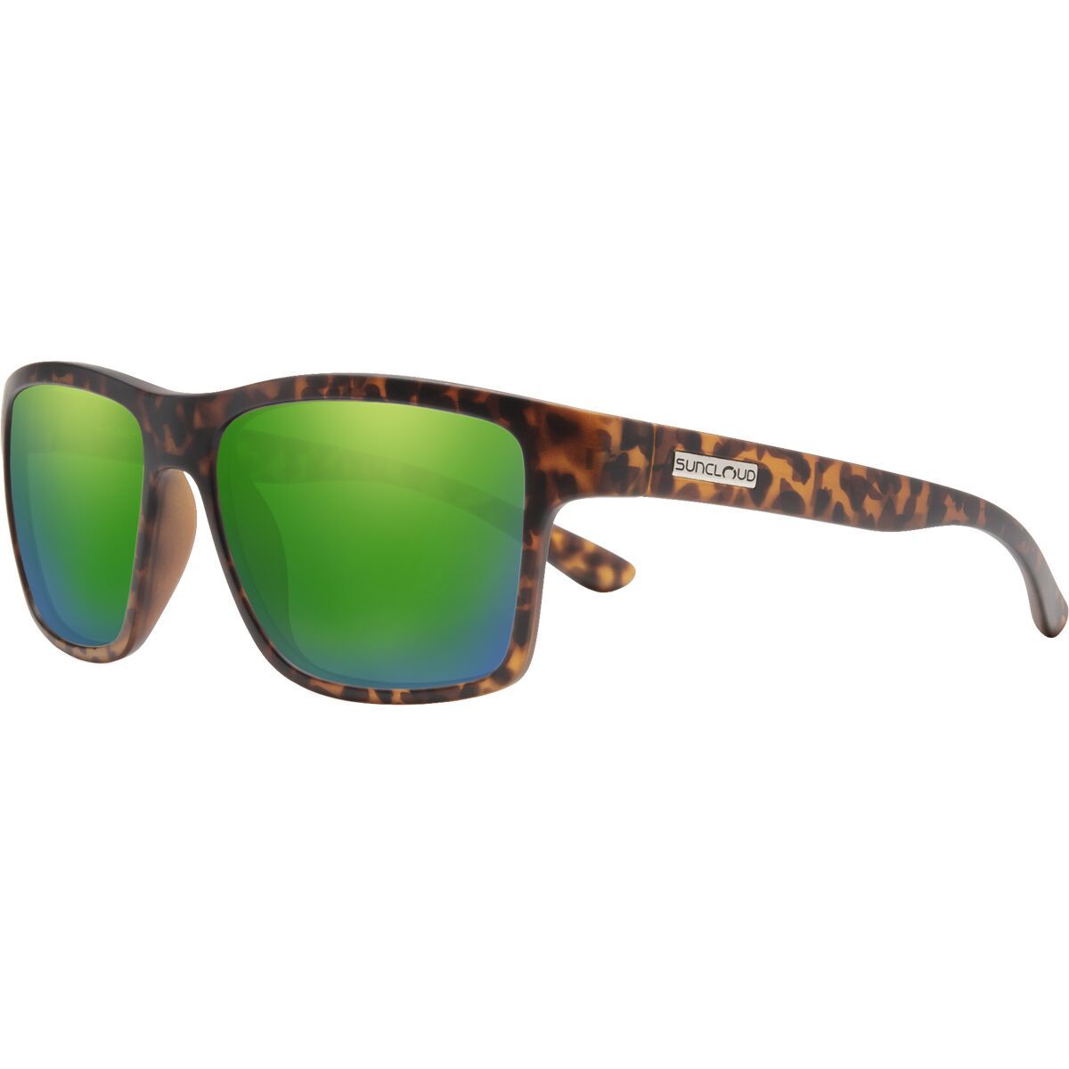 Suncloud Polarized Optics Suncloud Polarized Optics A-Team Polarized Sunglasses Matte Tortoise/Polar Green Mirror, One Size - Men's
