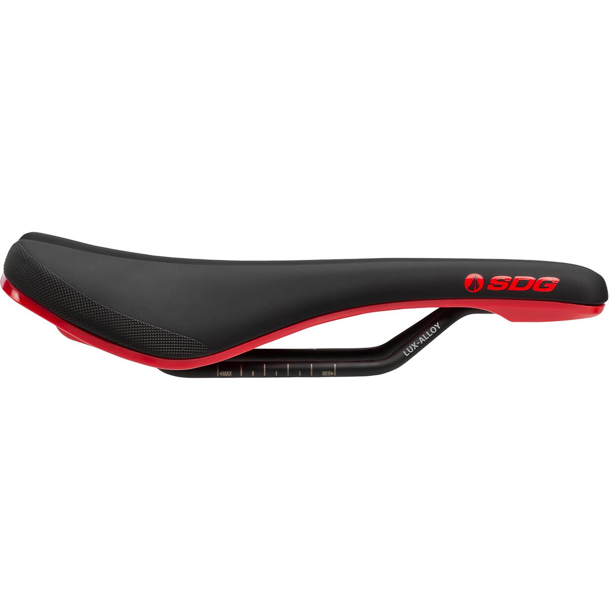 SDG Components Bel-Air V3 Lux-Alloy Saddle Black/Red, 140mm