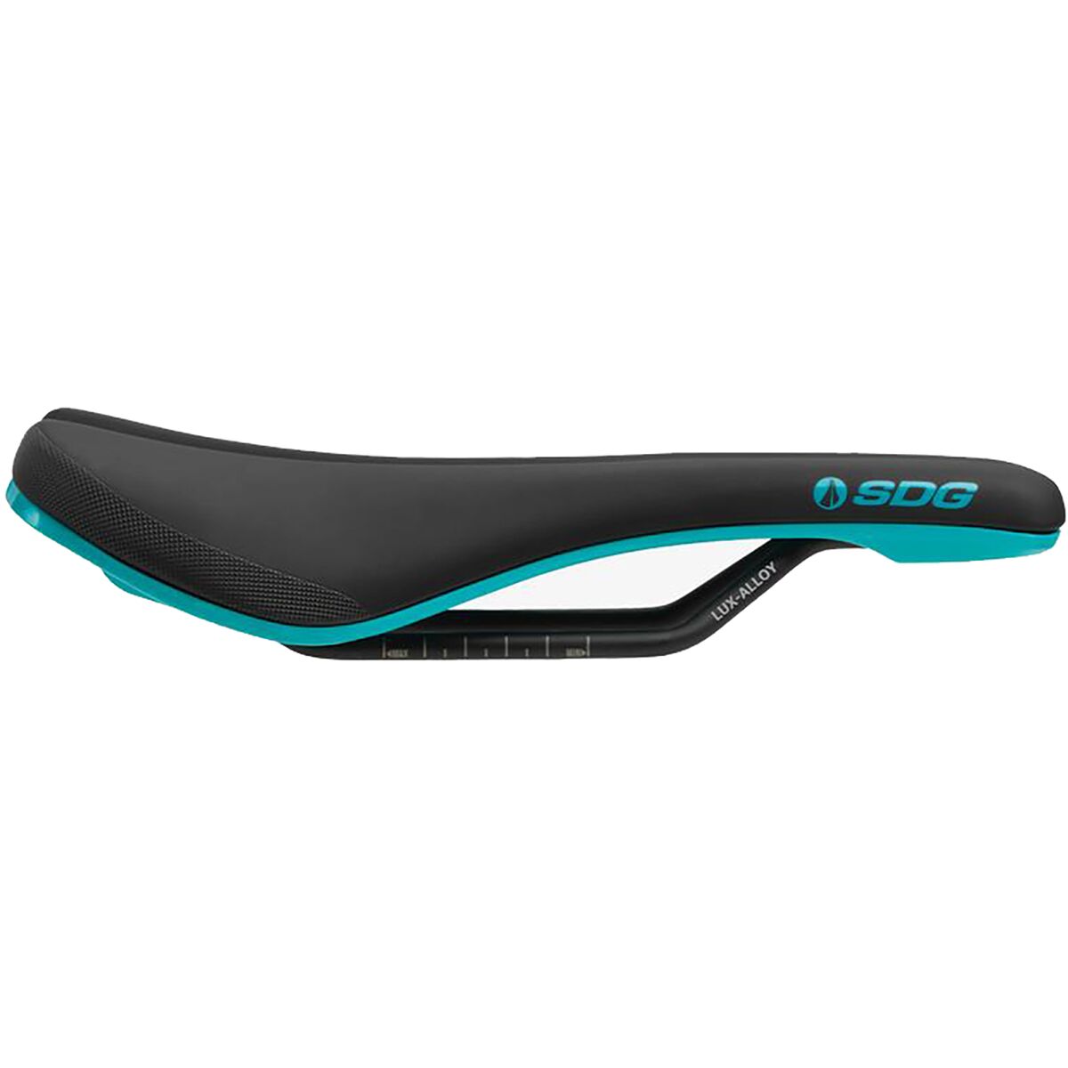 SDG Components Bel-Air V3 Lux-Alloy Saddle Black/Turquoise, 140mm