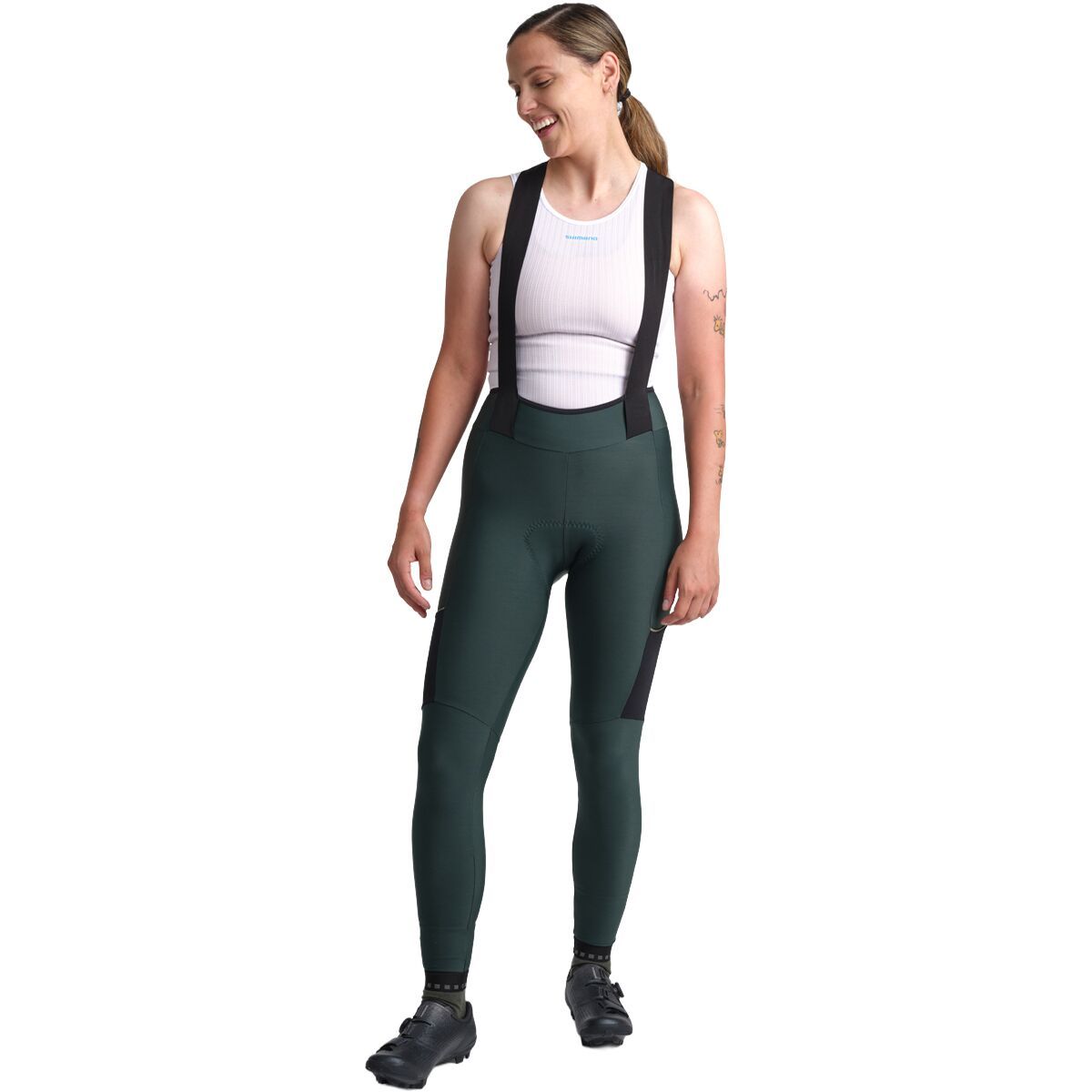 ウェア Shimano Evolve Bib Tights Bronze Green Shimano Evolve Bib Tights - Women's - Women