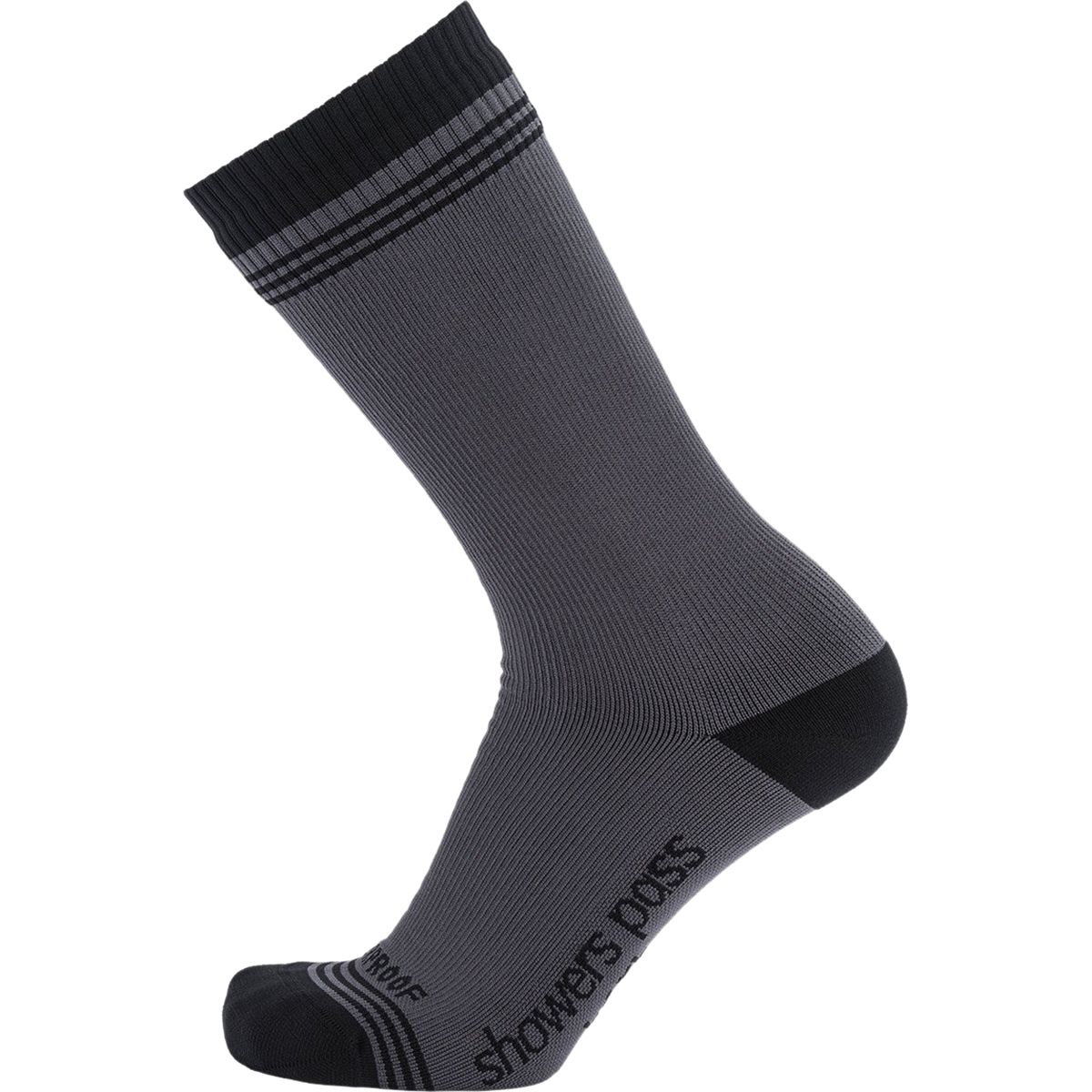 Showers Pass Crosspoint Waterproof Wool Crew Socks in Grey / Black - Size: L/XL
