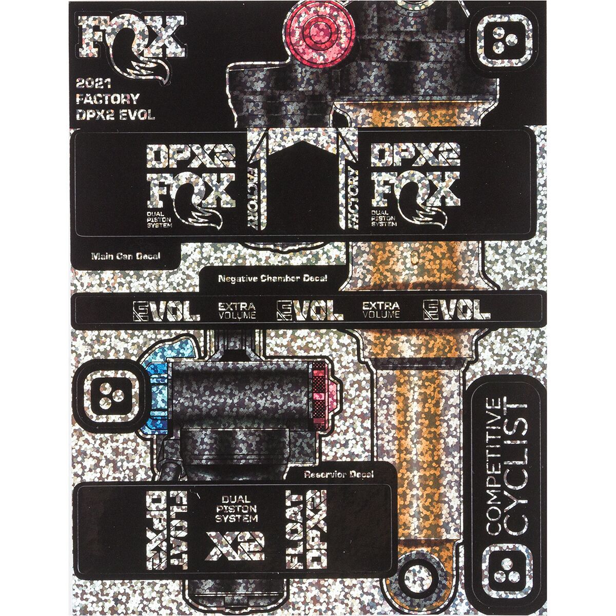 Stikrd Stikrd Fox DPX2 Decal Kit Glitter Bomb, One Size