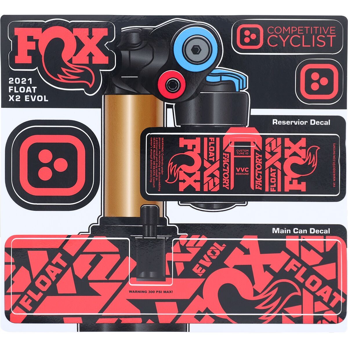 Stikrd Fox X2 Decal Kit Yeti Watermelon, One Size