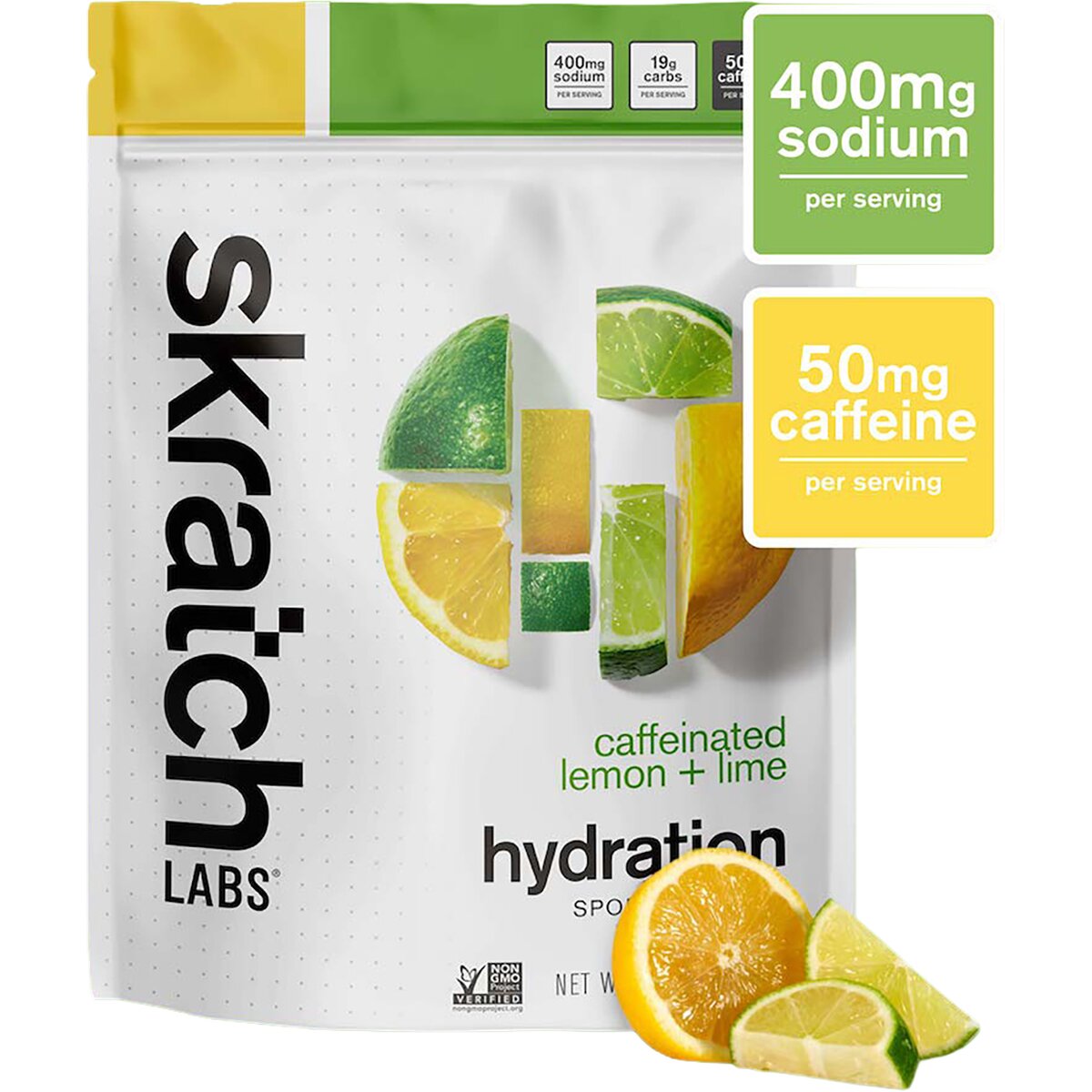 Skratch Labs Hydration Sport Drink Mix - 20-Serving Bag Caffeinated Lemon + Lime, 20-Serving Resealable Pouch
