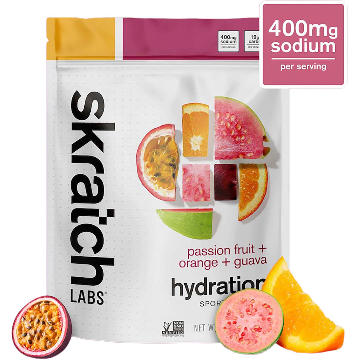 Skratch Labs Hydration Sport Drink Mix - 60-Serving Bag Passion Fruit + Orange + Guava, 60-Serving Resealable Pouch