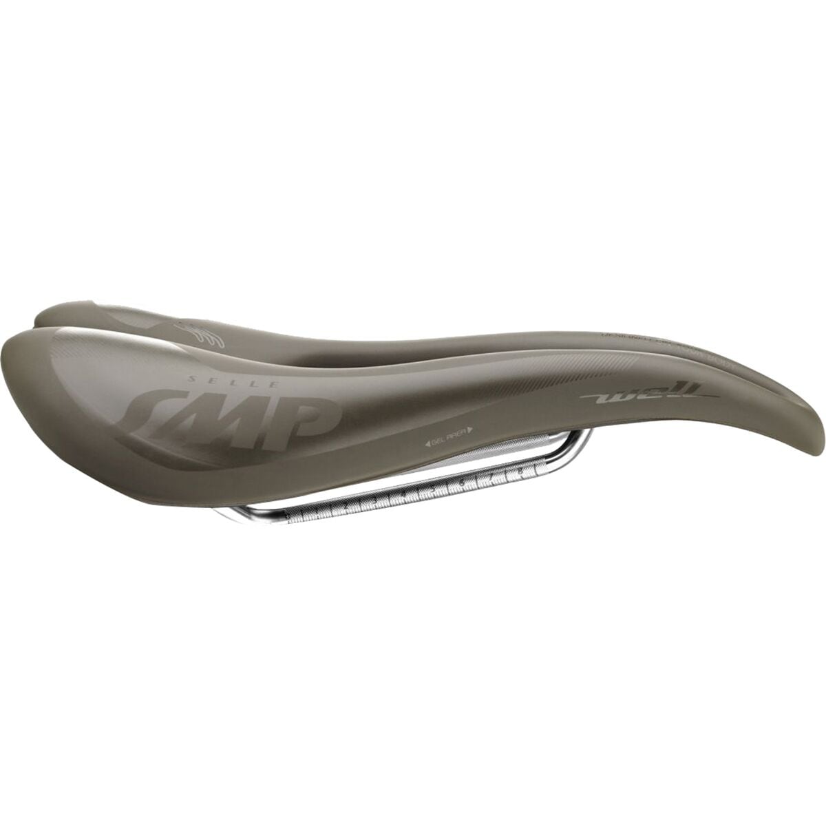 Selle SMP Well-Gel with Carbon Rail Saddle Grey-Brown Gravel, 144mm