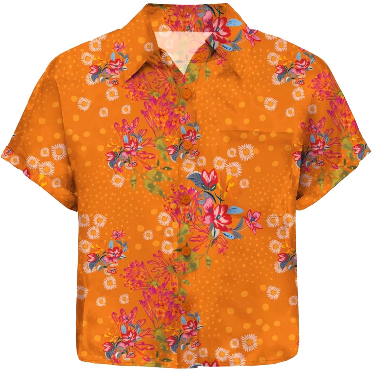 SHREDLY Explorer Cropped Short-Sleeve Button-Up Jersey - Women's Flora Sol, L