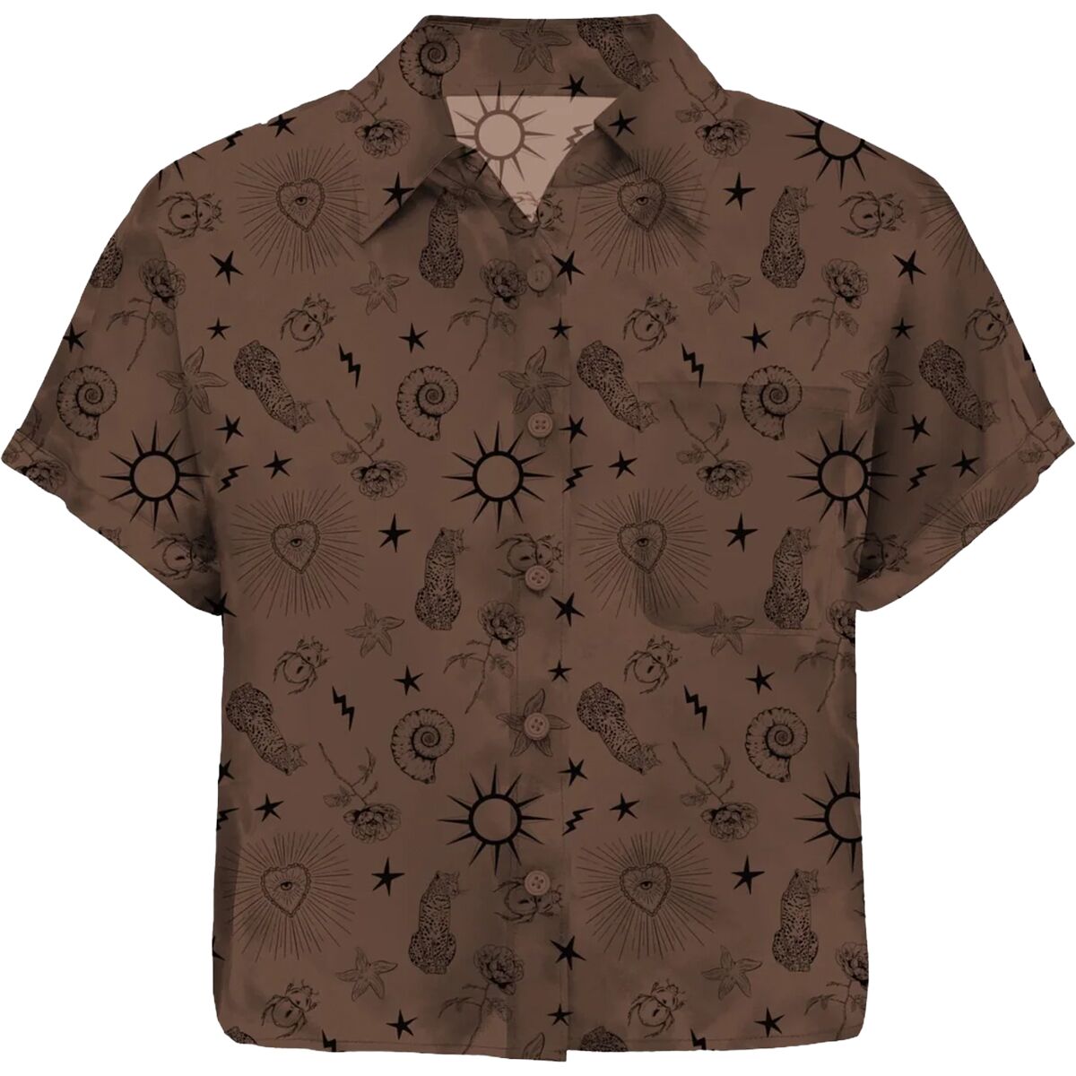 SHREDLY Explorer Cropped Short-Sleeve Button-Up Jersey - Women's Ink, L