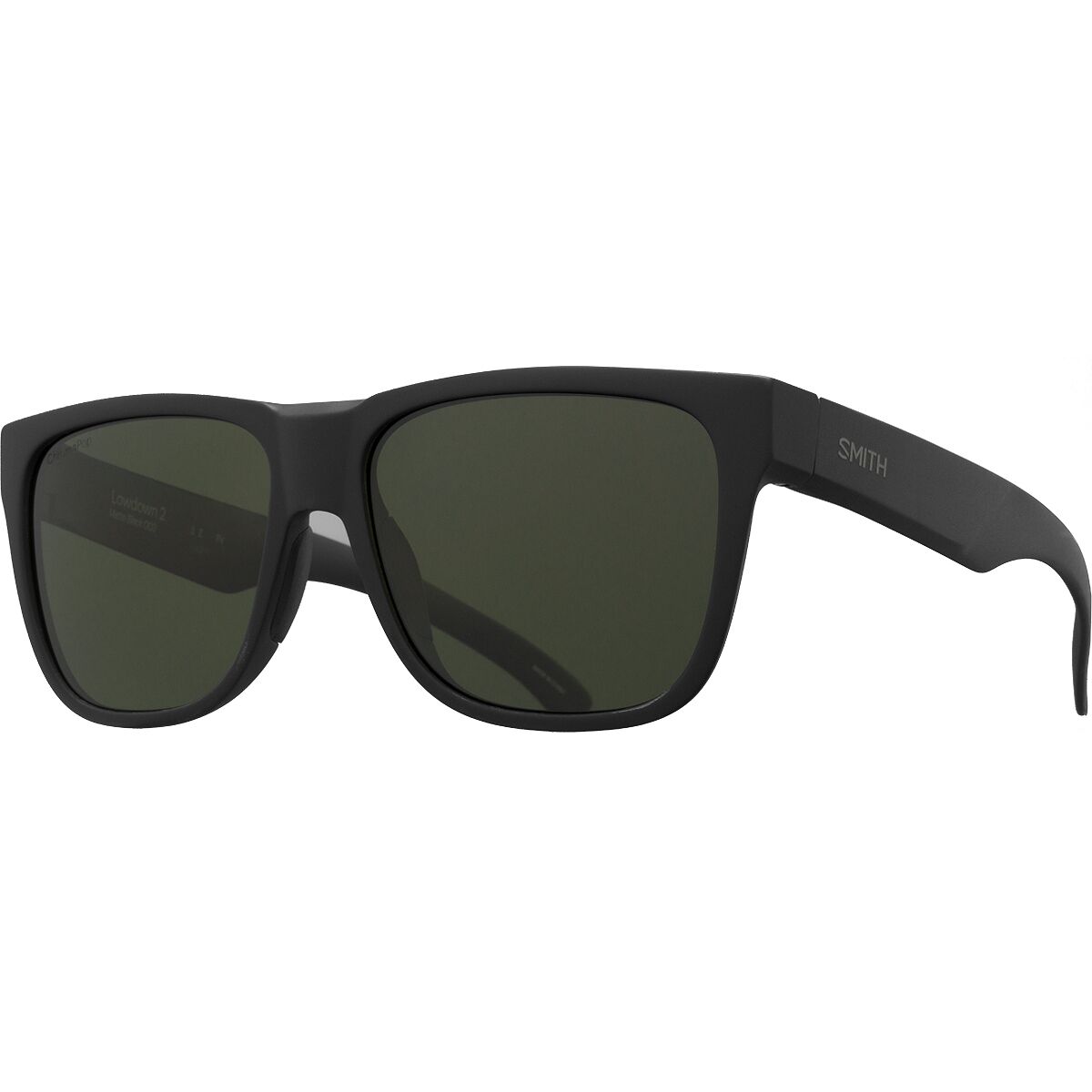 Smith Lowdown 2 ChromaPop Polarized Sunglasses Matte Black/Polarized Gray Green, One Size - Men's