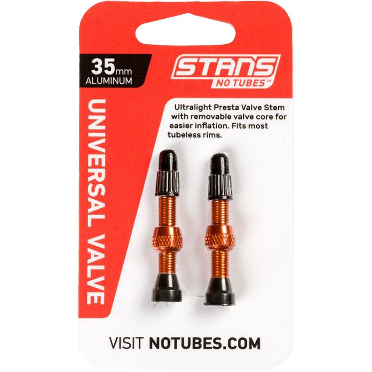 Stan's NoTubes Alloy Tubeless Valve Stem - Pair Orange, 44mm