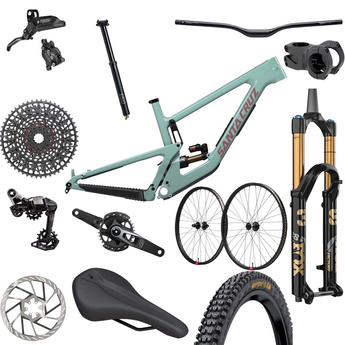 Santa Cruz Bicycles Nomad X0/90 Carbon Wheel Exclusive Mountain Bike Gloss Light Teal, XL
