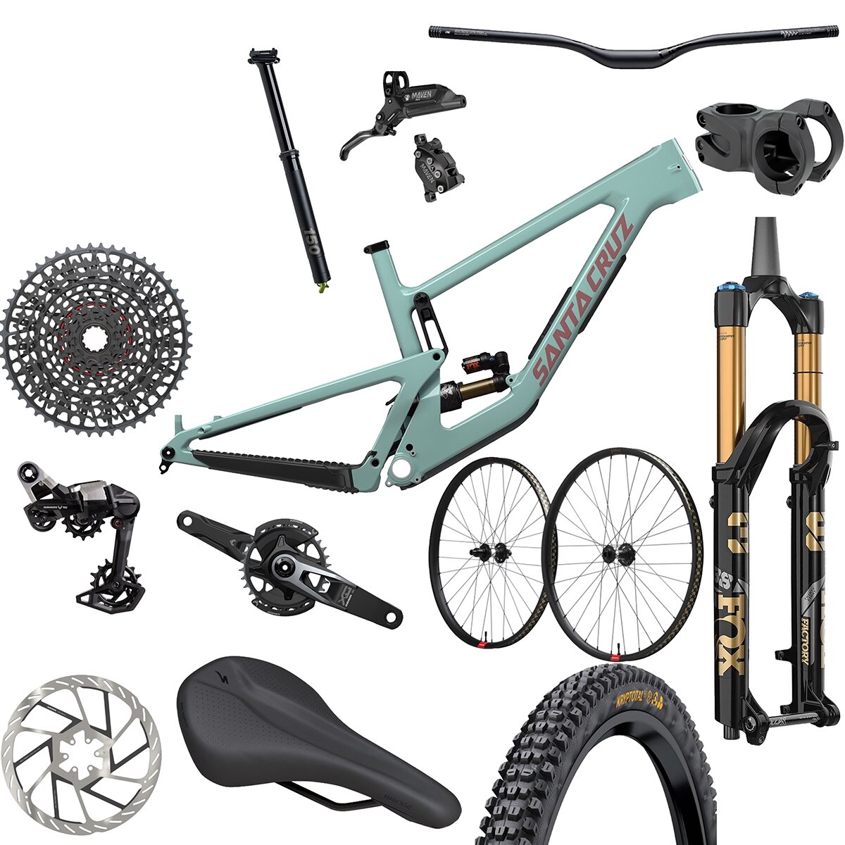 Santa Cruz Bicycles Santa Cruz Bicycles Nomad X0/90 Exclusive Mountain Bike Gloss Light Teal, XXL