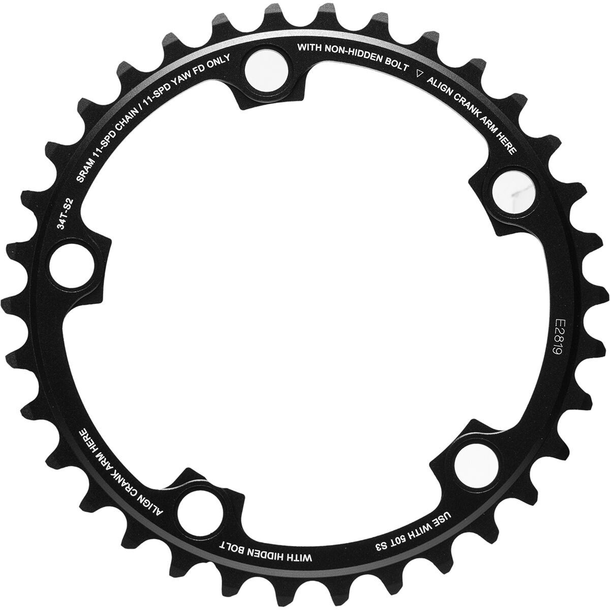 SRAM Road Inner Chainring - 11-Speed Black, 34Tx110 BCD