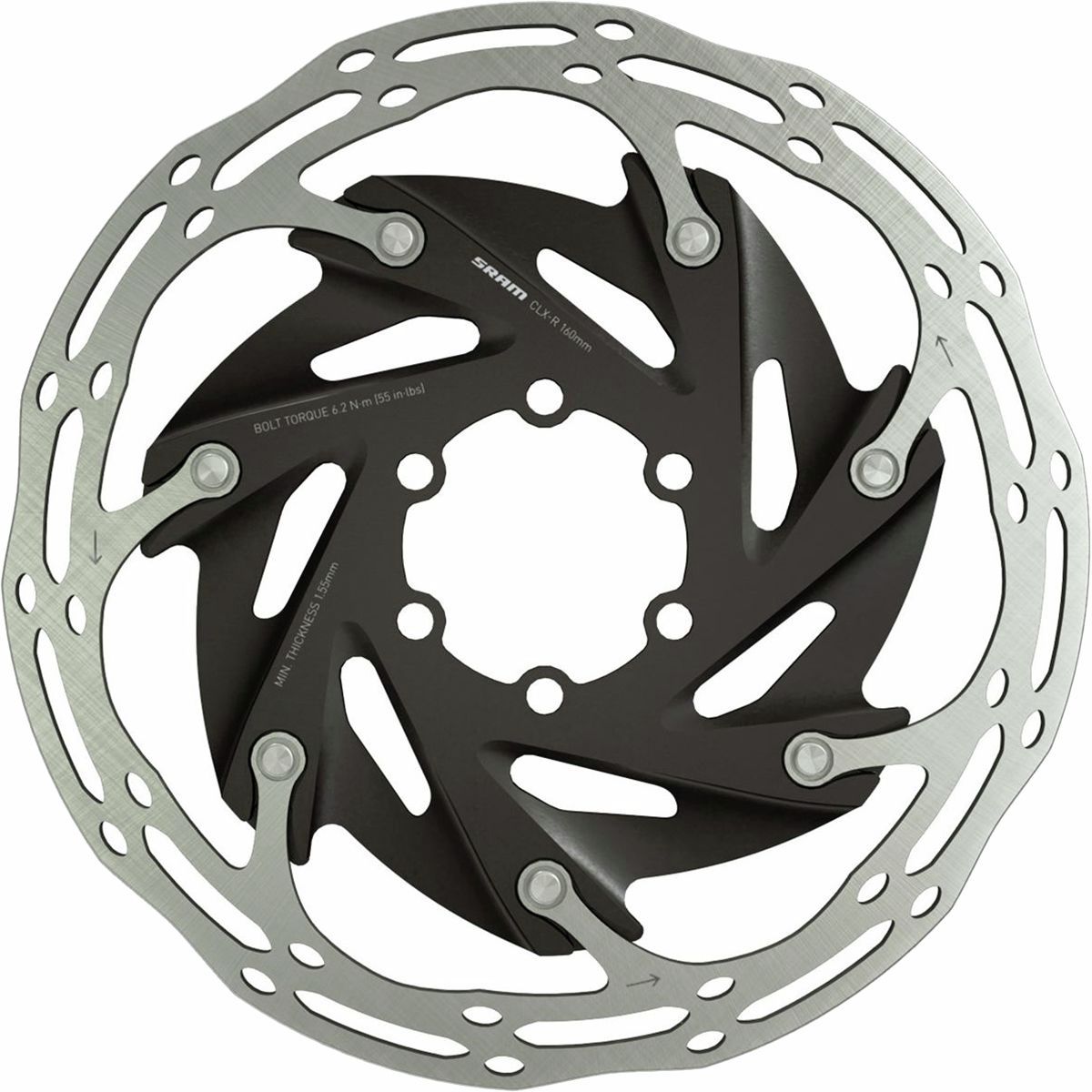 SRAM Centerline XR Rotor - 6 Bolt Black/Silver, 160mm