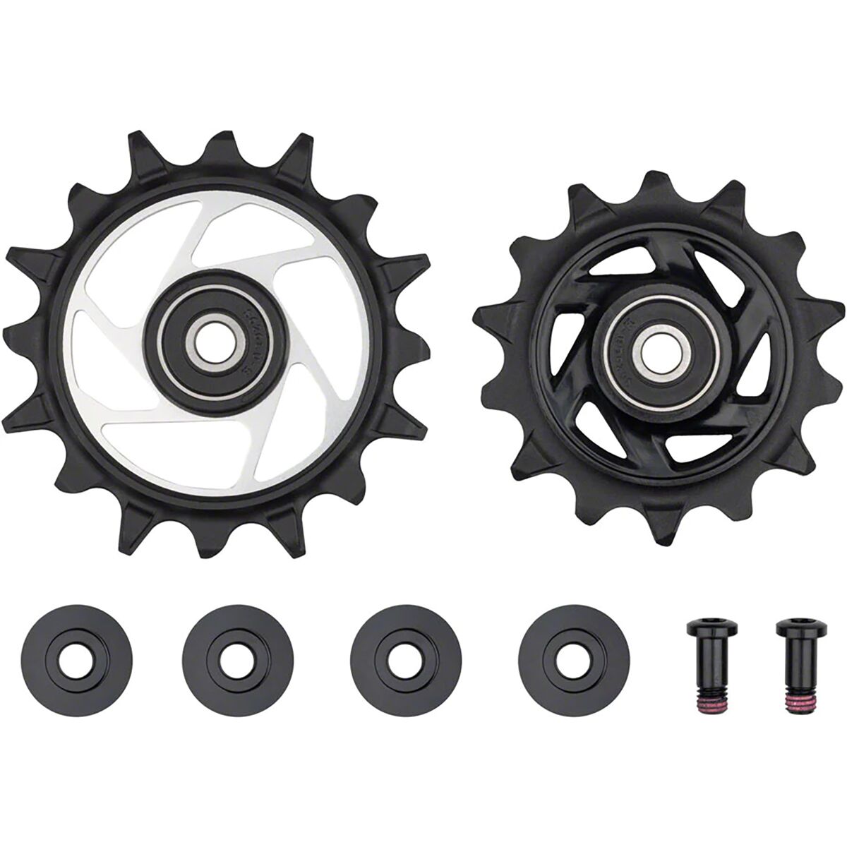Sram | Rear Derailleur Pulley Kit (Includes 14T Upper And 16T Lower Silver Metal Spider Pulley, 2 T25 Aluminum Pulley Bolts)