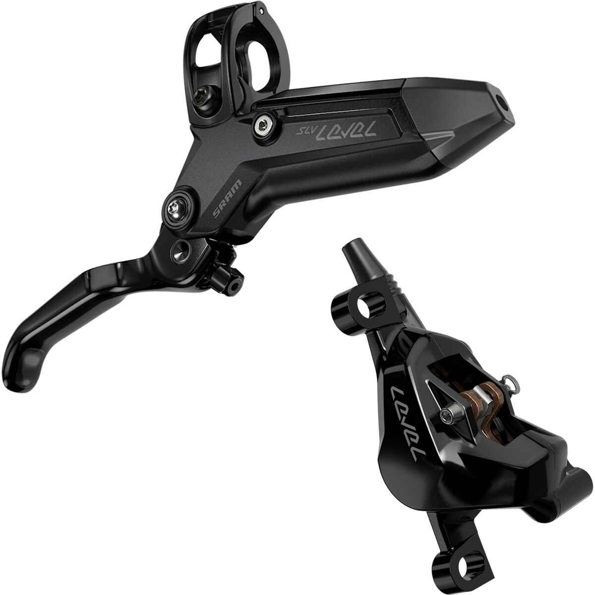 SRAM Level Silver Stealth Disc Brake - 2-Piston Black Anodized, Front, Left