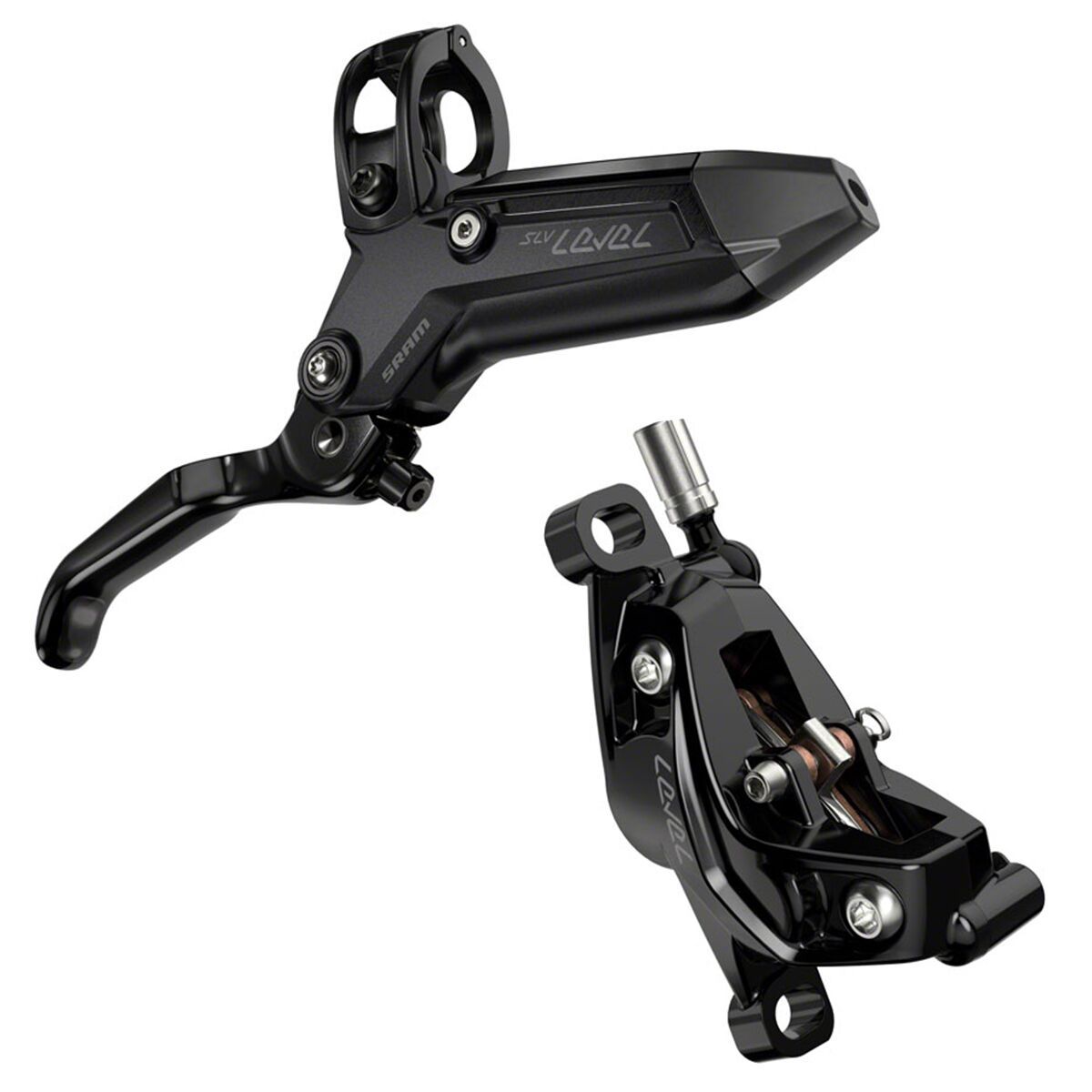 SRAM Level Silver Stealth Disc Brake - 4-Piston Black Anodized, Right, Rear