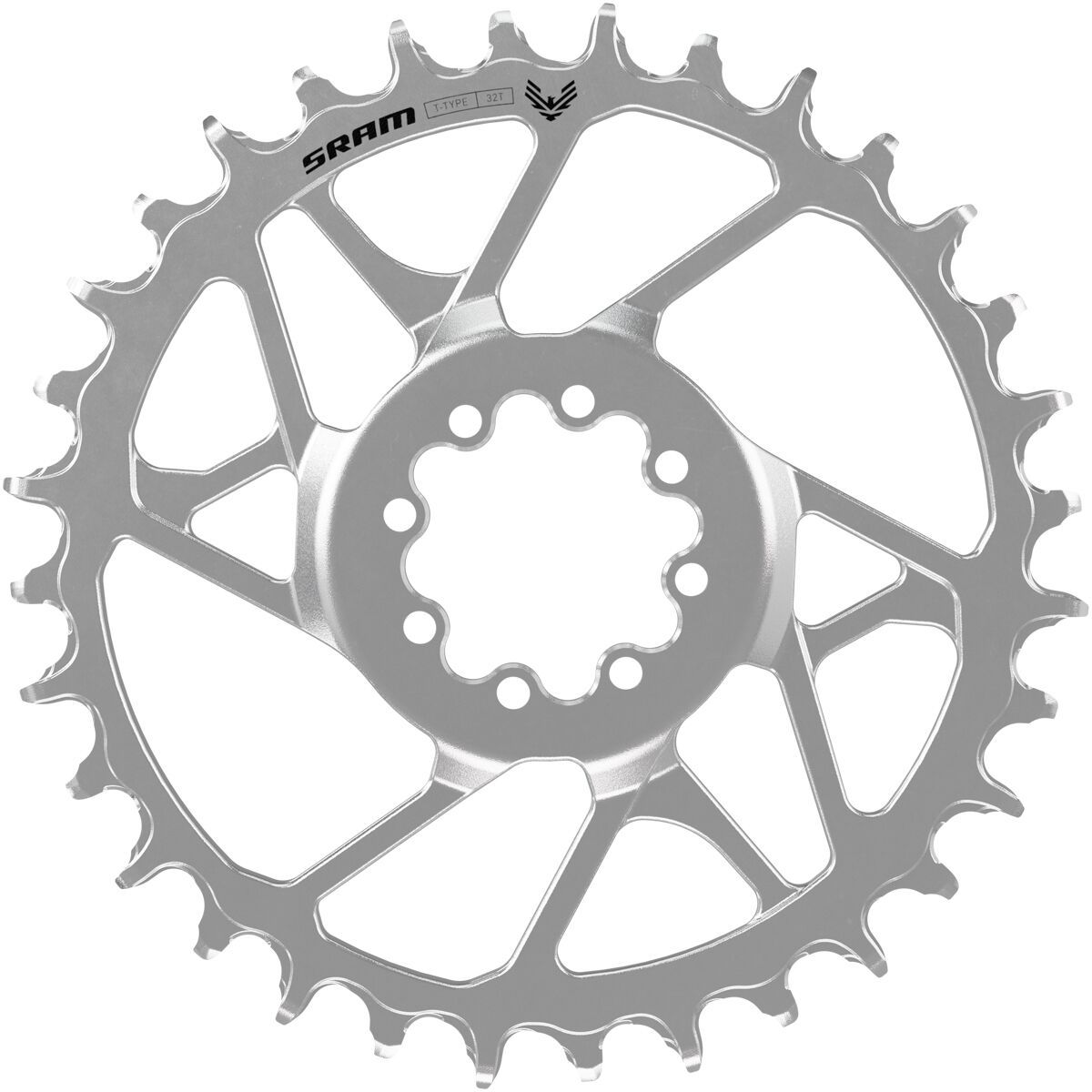 SRAM Eagle 90 T-Type Steel Direct Mount Chainring Silver, 34t, 3mm Offset