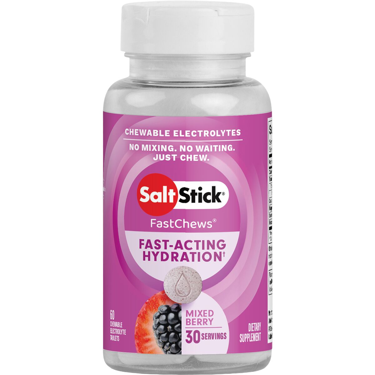 SaltStick Fastchews Chewable Electrolyte Tablets Mixed Berry, bottle of 60