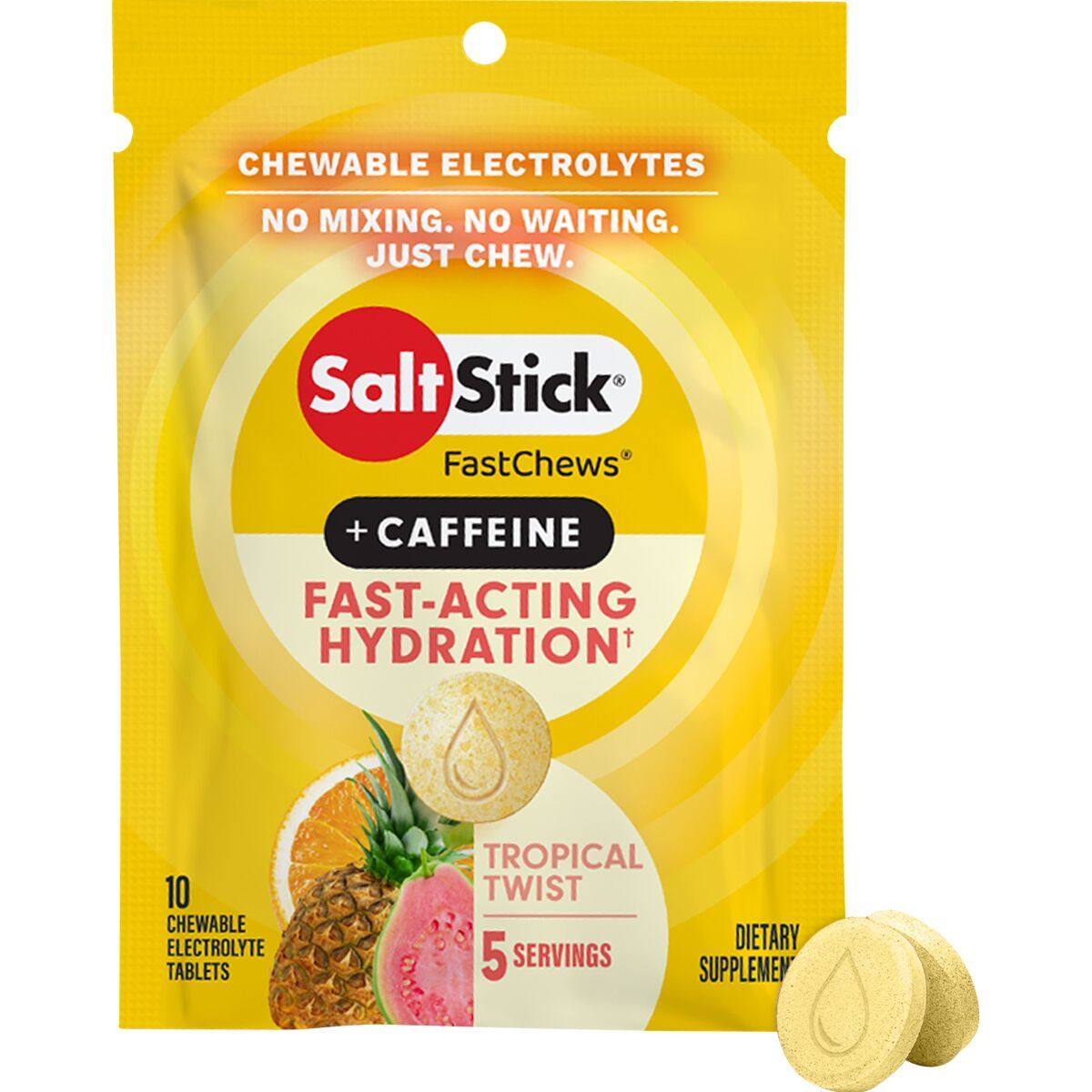 Saltstick SaltStick FastChews with Caffeine - 10 Count Packets Tropical Twist, 12 Packets