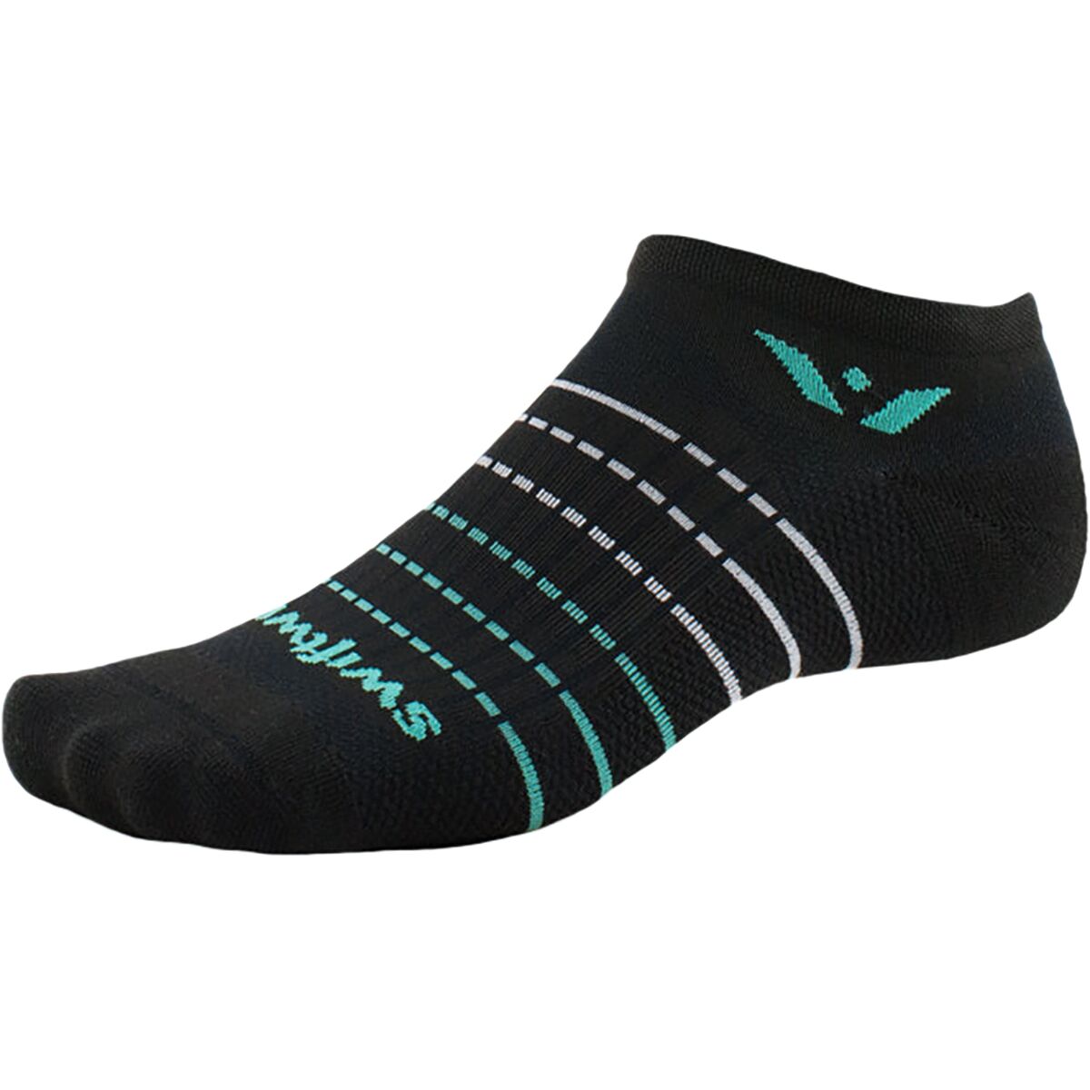 Swiftwick Aspire Zero Stripe Sock Stripe Black Aqua, XL - Men's