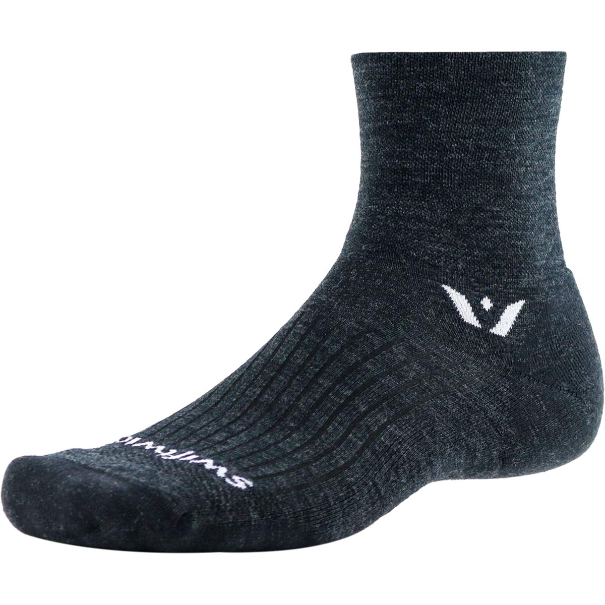 Swiftwick Pursuit Quarter Crew High Sock Coal, M - Men's