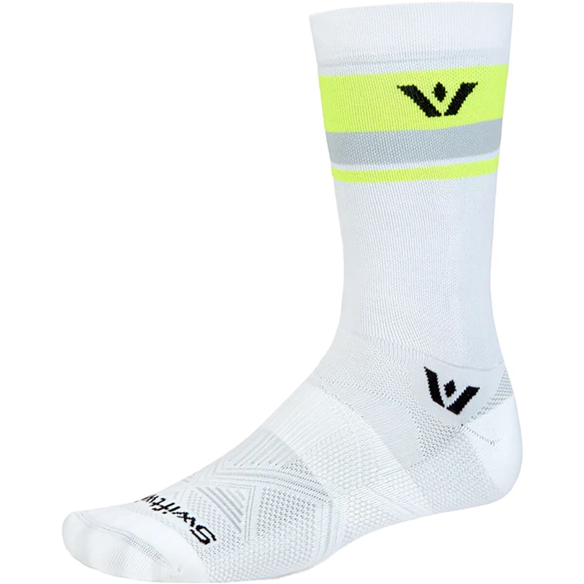 Swiftwick Swiftwick Aspire Crew Sock White/Hi-Viz Stripe, S - Men's