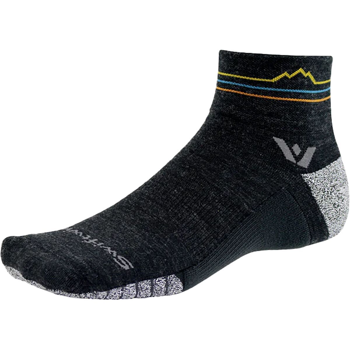 Swiftwick Swiftwick Flite XT Trail Quarter Crew Sock Coal Sunset Mountain, S - Men's